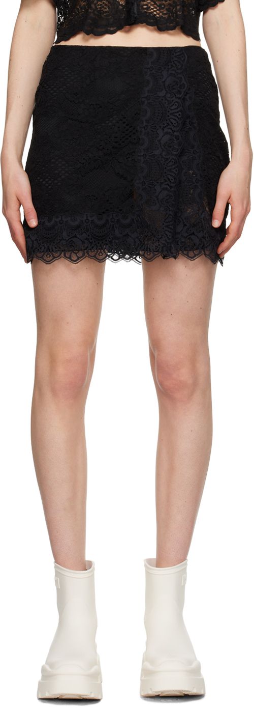 Black lace mini skirt