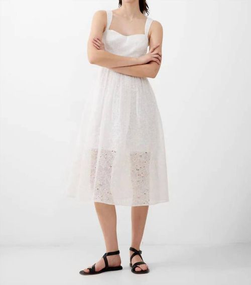 Evelyn Embroidered Lace Strappy Dress In Summer White
