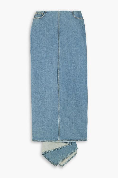 Draped denim maxi skirt - Blue - FR 36