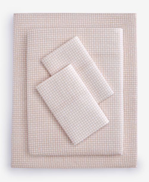 Last Act Latticework Printed 550-Thread Count 4-Pc. Sheet Set, California King, Exclusively at Macy's - Coral