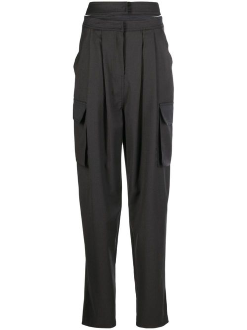Pleated cut-out cargo trousers - Grey