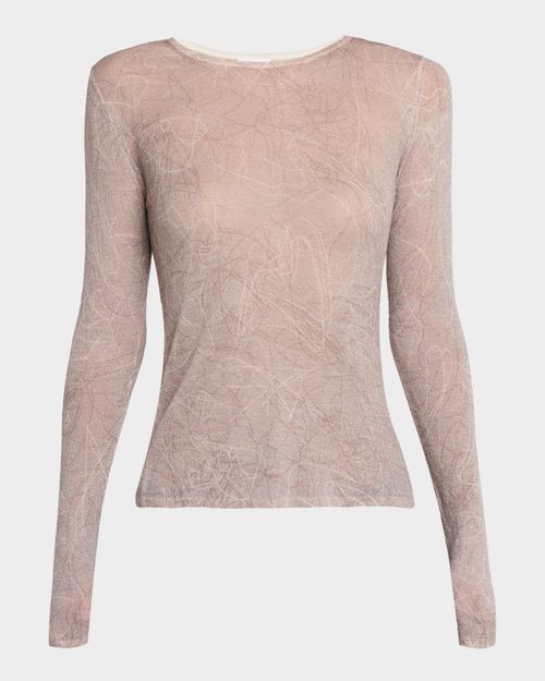 Cashmere Sheer Abstract-Print Top