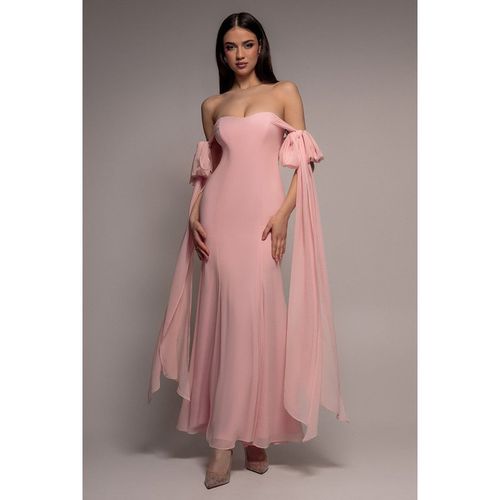 Goddiva Multiway Cape Chiffon Sweetheart Maxi Dress - Blush Pink