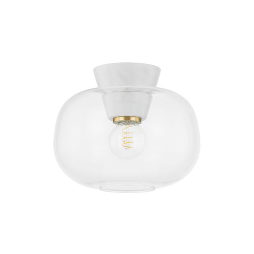 Aged Brass One Light Flush Mount from the Ariella Collection