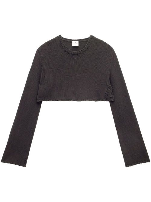 Logo-embroidered cropped jumper - Black