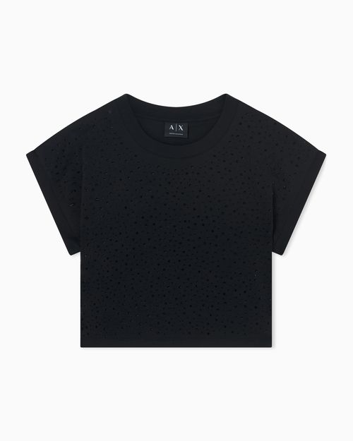 Cropped T-shirt in cotton jersey