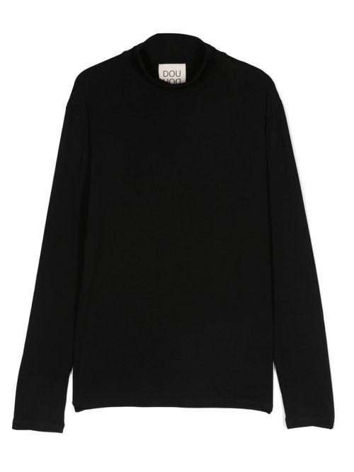 Logo-embroidered high-neck sweatshirt - Black
