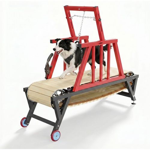 Garvee Heavy Duty Dog Treadmill for Large and Medium Breeds – Carbon Steel Slatmill, 3 Adjustable Ramps, Brake – Non-Powered Indoor & Outdoor Canine Fitness – Red