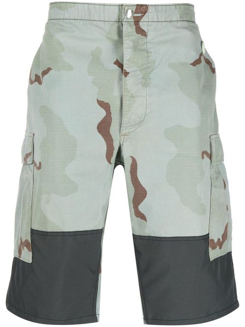 Camouflage-pattern cargo shorts - Blue