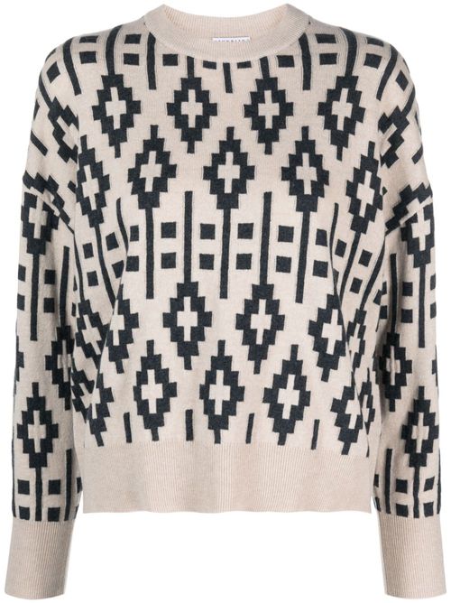 Jacquard virgin wool-blend jumper - Neutrals