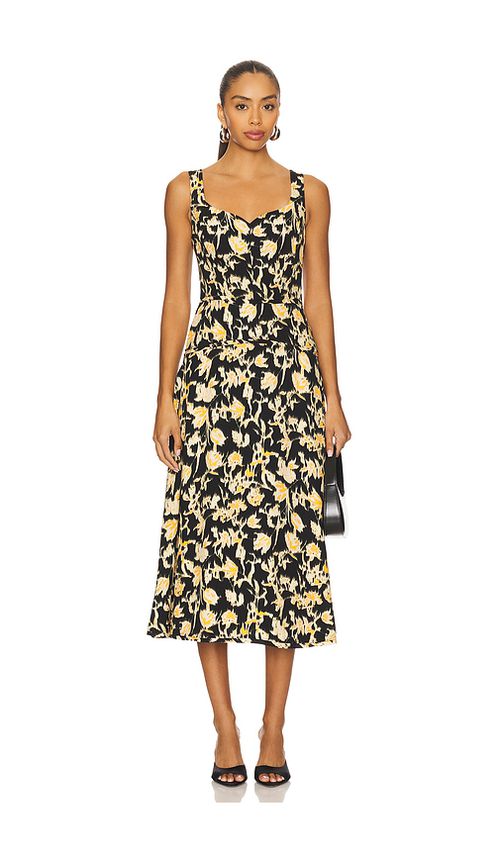 Ulla Johnson Vivi Sweetheart Midi Dress in Tan. 10. Also