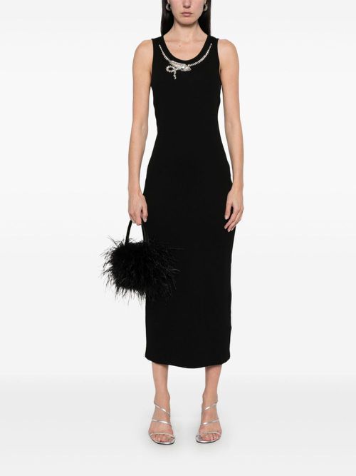 Snake-crystal midi dress - Black