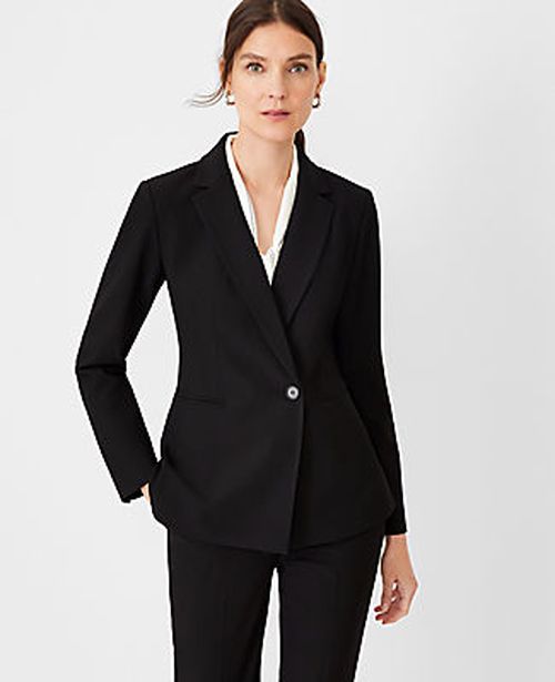 Ann Taylor The Fitted Double Breasted Blazer in Bi-Stretch