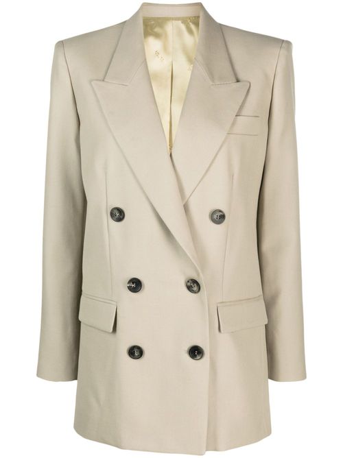 Double-breasted virgin-wool blazer - Neutrals