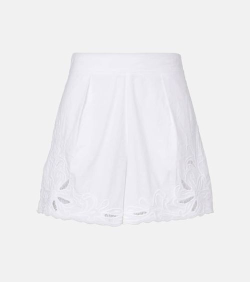 Embroidered cotton poplin shorts