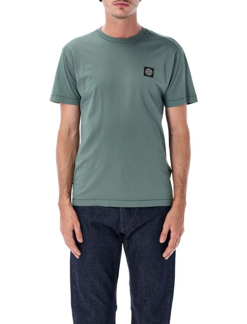 Compass Patch Mini Cotton T-Shirt with Chain Stitch Finish