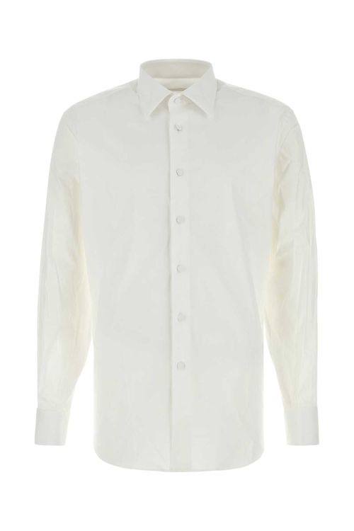Stretch Cotton Blend Shirt — White