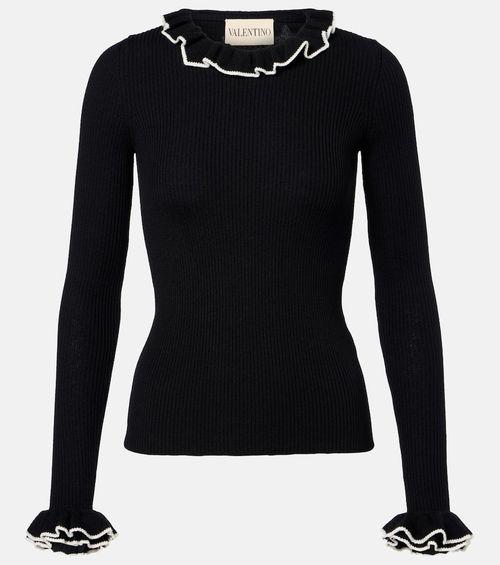 Ruffled virgin wool sweater