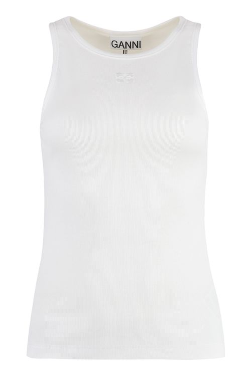 Ribbed Cotton Tank Top — White
