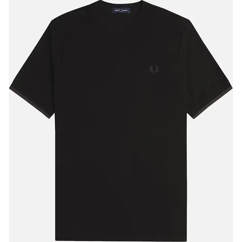 Men's Fred Perry Tipped Cuff Honeycomb Pique T-Shirt - Black