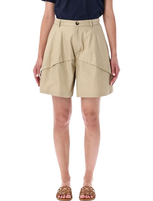 Luxe Calf Skin and Cotton Blend Shorts for Women