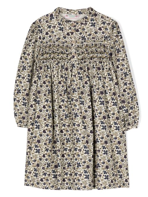Floral-print flared dress - Neutrals