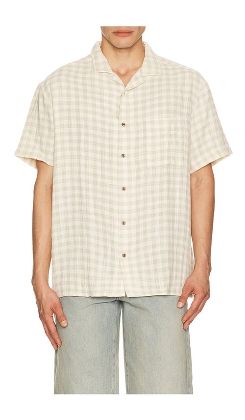 Duvin Design Textured Cotton Button Up Shirt in Brown. - XL/1X also in L
