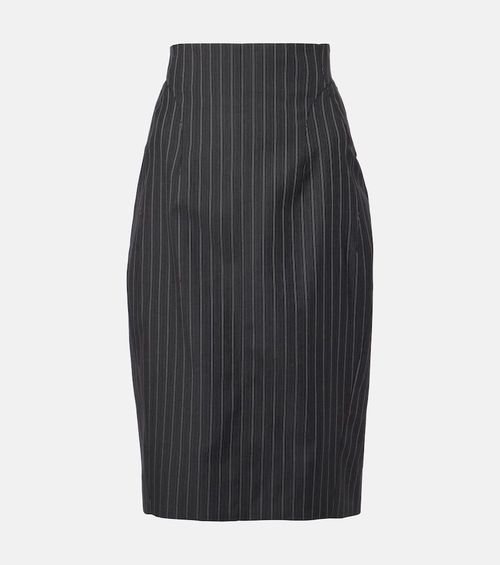 Pinstripe wool-blend midi skirt