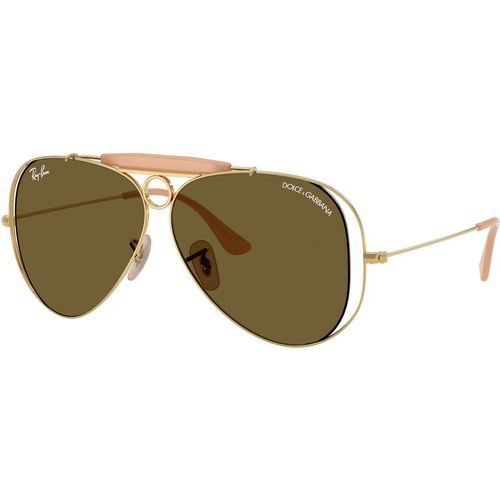 Ray - Ban Unisex Ray - Ban x DOLCE&GABBANA RB3138M 001/73 Gafas de sol Metal Oro Marrón Piloto Norma