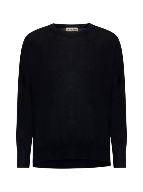 Wool Crew-Neck Sweater — Black