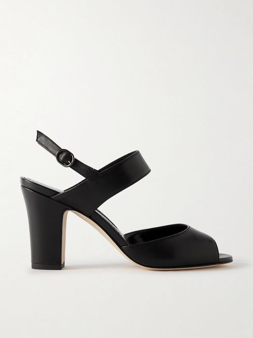Khiko 90 Leather Slingback Sandals - Black