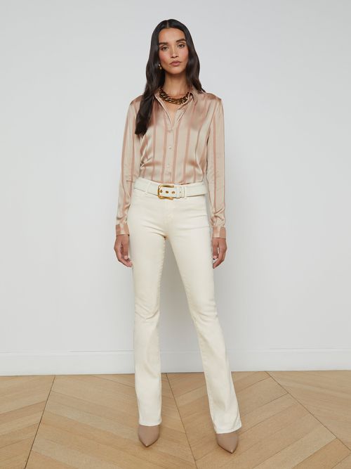 Selma Coated Bootcut Jean In French Vanilla Coated