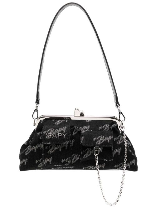 Monogram denim shoulder bag - Black