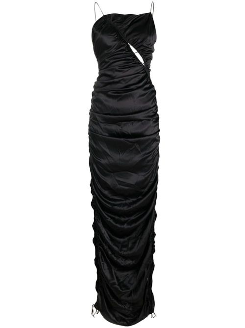 Draped silk maxi dress - Black