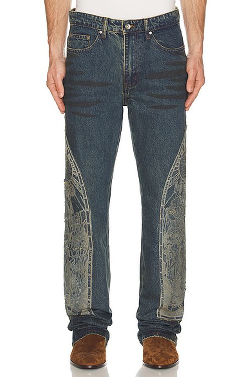 Who Decides War by Ev Bravado Mechanic Denim Pants in Denim - Blue. 32 also