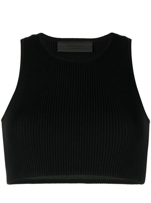 Logo-patch ribbed crop top - Black