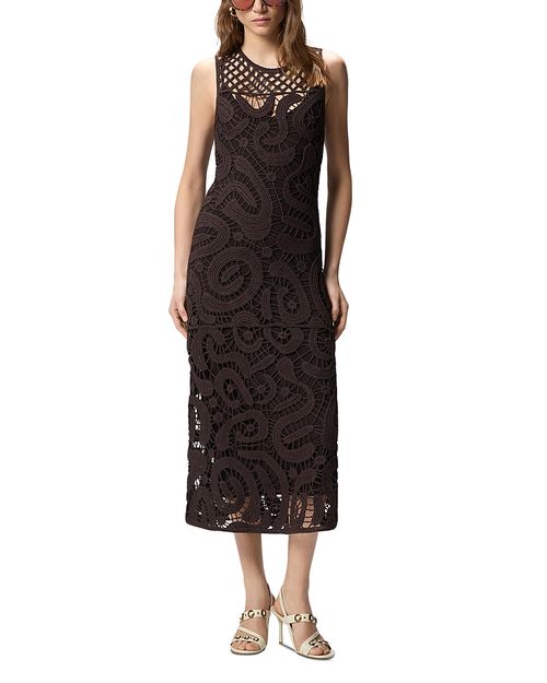 Bufera Geometric Crochet Midi Dress
