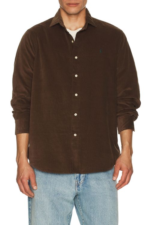 Polo Ralph Lauren Corduroy Sport Shirt in Chocolate Mousse - Brown. XL/1X also in L