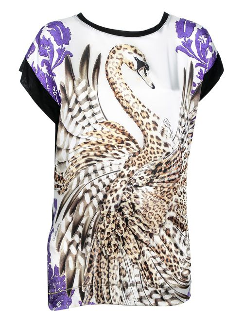 Swan-print top - White