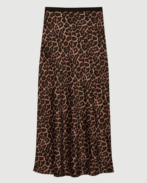 Printed Bar Silk Skirt