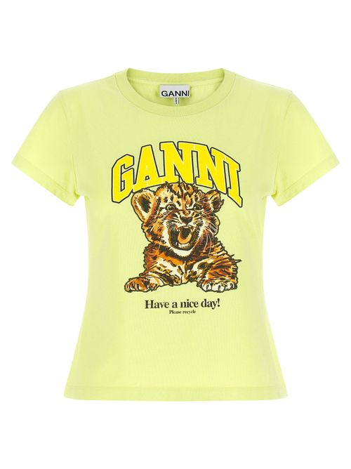 Tiger-Print Cotton T-Shirt — Yellow