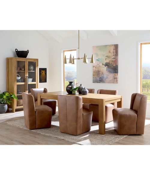 7 Pc. Dining Set (Davie Rectangular Table & 6 Seham Chairs), Created for Brown