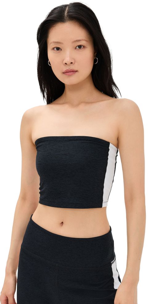 Spacedye Line Up Strapless Cropped Top Darkest Night Cloud White