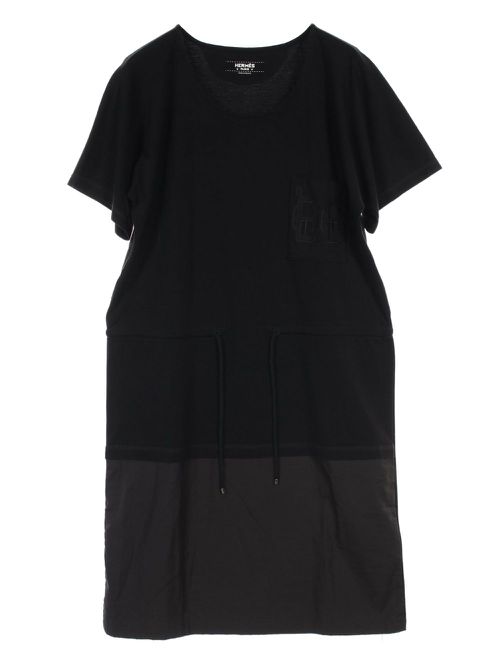2020s embroidered-pocket T-shirt dress - Black