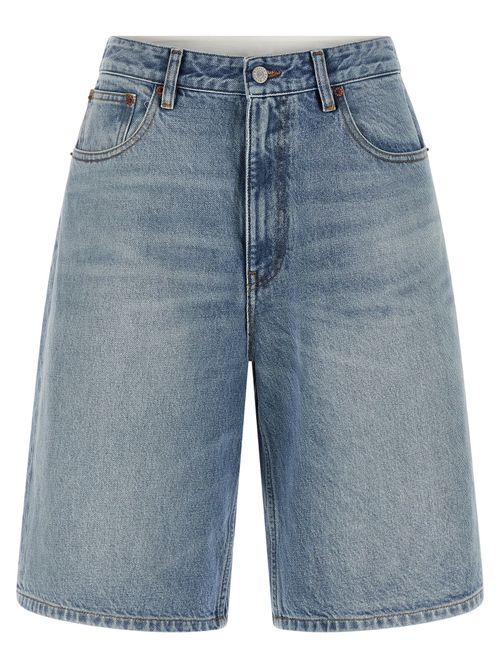 Cotton Denim Bermuda Shorts — Blue