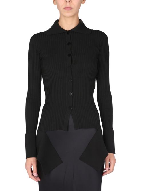 Black Knitted Shirt Collar Sweater