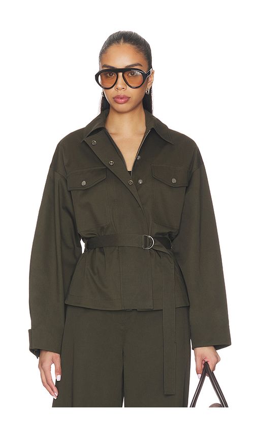 EAVES x Jasmine Tookes Lina Belted Jacket in Dark Moss - Olive. XXS also in L, M, S