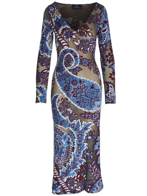 Paisley-print midi dress - Brown
