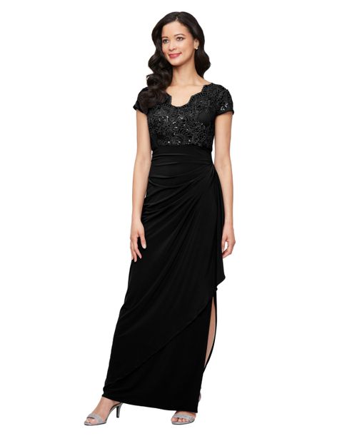 Women's V Neck Empire Waist Dress - Black