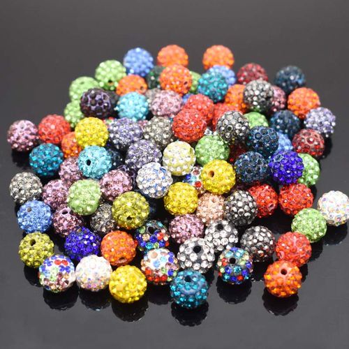TEMU 100pcs 4- Mixed Color Artificial Crystal Beads With Sparkling - Assorted Sizes For Jewelry Making, Bracelet Spacers, Diy Crafts, Shoe & Boot